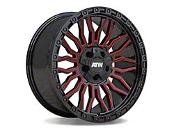 ATW Off-Road Wheels Nile Gloss Black with Red Milled Spokes Wheel; 20x10; -18mm Offset (07-18 Jeep Wrangler JK)