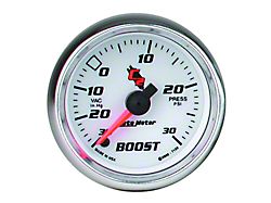 Auto Meter C2 Series 2-1/16-Inch Boost/Vacuum Gauge; 30 inHG / 20 PSI; Digital Stepper Motor (Universal; Some Adaptation May Be Required)