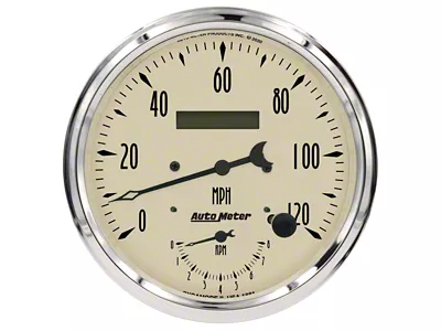 Auto Meter Antique Beige Series 5-Inch Tachometer/Speedometer Combo; 8K RPM / 120 MPH (Universal; Some Adaptation May Be Required)