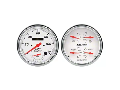 Auto Meter Arctic White Series 5-Inch Quad and Tachometer/Speedometer Gauge Kit (Universal; Some Adaptation May Be Required)