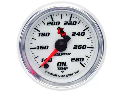 Auto Meter C2 Series 2-1/16-Inch Oil Tempature Gauge; 140-280 Fahrenheit; Digital Stepper Motor (Universal; Some Adaptation May Be Required)