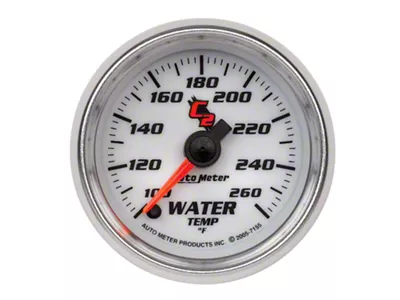Auto Meter C2 Series 2-1/16-Inch Water Temperature Gauge; 100-260 Fahrenheit; Digital Stepper Motor (Universal; Some Adaptation May Be Required)