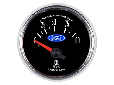 Auto Meter Ford Series 2-1/16-Inch Oil Pressure Gauge; 0-100 PSI (Universal; Some Adaptation May Be Required)