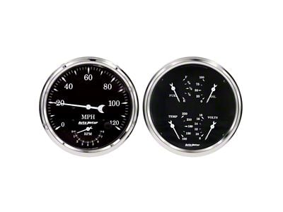 Auto Meter Old Tyme Black Series 5-Inch Quad and Tachometer/Speedometer Gauge Kit (Universal; Some Adaptation May Be Required)