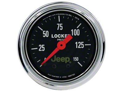 Auto Meter Jeep Series 2-1/16-Inch Air Locker Pressure Gauge; 0-150 PSI; Mechanical (Universal; Some Adaptation May Be Required)