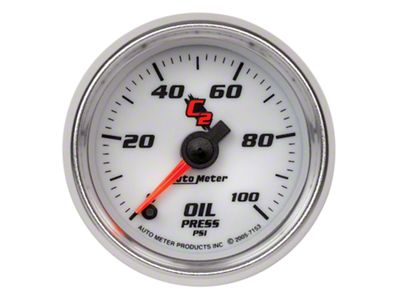 Auto Meter C2 Series 2-1/16-Inch Oil Pressure Gauge; 0-100 PSI; Digital Stepper Motor (Universal; Some Adaptation May Be Required)