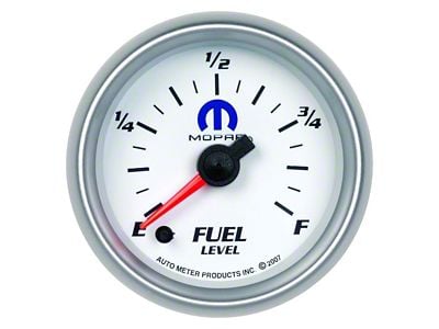 Auto Meter MOPAR Series 2-1/16-Inch Programmable Fuel Level Gauge; 0 ohm Empty to 280 ohm Full (Universal; Some Adaptation May Be Required)