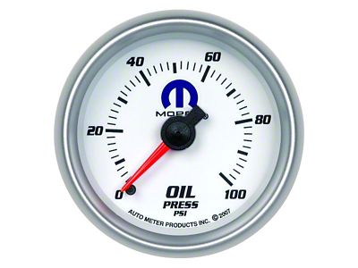 Auto Meter MOPAR Series 2-1/16-Inch Oil Pressure Gauge; 0-100 PSI; Mechanical (Universal; Some Adaptation May Be Required)