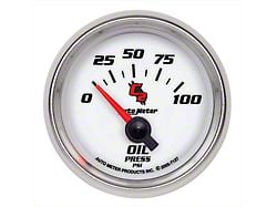 Auto Meter C2 Series 2-1/16-Inch Oil Pressure Gauge; 0-100 PSI; Electric (Universal; Some Adaptation May Be Required)