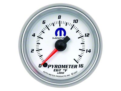 Auto Meter MOPAR Series 2-1/16-Inch Pyrometer Gauge; 0-1600 Fahrenheit; Digital Stepper Motor (Universal; Some Adaptation May Be Required)