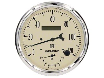Auto Meter Antique Beige Series 5-Inch Tachometer/Speedometer Combo; 8K RPM / 120 MPH (Universal; Some Adaptation May Be Required)