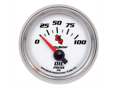 Auto Meter C2 Series 2-1/16-Inch Oil Pressure Gauge; 0-100 PSI; Electric (Universal; Some Adaptation May Be Required)