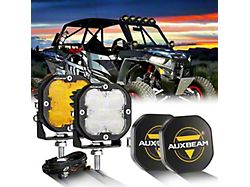 Auxbeam XP-ULTRA Series 3-Inch LED Pod Lights with Black Covers; Amber/White Flood Beam; Set of 2 (Universal; Some Adaptation May Be Required)