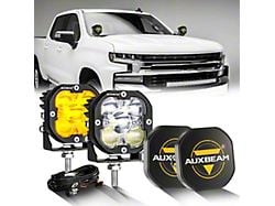 Auxbeam XP-ULTRA Series 3-Inch LED Pod Lights with Black Covers; Amber/White Combo Beam; Set of 2 (Universal; Some Adaptation May Be Required)