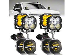 Auxbeam XP-ULTRA Series 3-Inch LED Pod Lights with Black Covers; Amber/White Combo Beam; Set of 4 (Universal; Some Adaptation May Be Required)