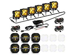 Auxbeam XP-ULTRA Series 3-Inch LED Pod Lights with 6-Pod Wiring Harness and Black Covers; Amber/White Spot Beam; Set of 6 (Universal; Some Adaptation May Be Required)