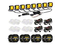 Auxbeam XP-ULTRA Series 3-Inch LED Pod Lights with 8-Pod Wiring Harness and Black Covers; Amber/White Combo Beam; Set of 8 (Universal; Some Adaptation May Be Required)