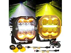 Auxbeam XP-ULTRA Series 3-Inch White DRL and Amber Turn Signal LED Pod Lights; Combo Beam; Set of 2 (Universal; Some Adaptation May Be Required)