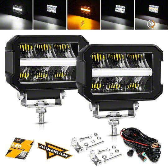 AUXBEAM 9 Inch Round LED Work Light Pods – 270W, 6900K, 4D Lens – Offroad Fog Lights For Truck, SUV, ATV, Tractor