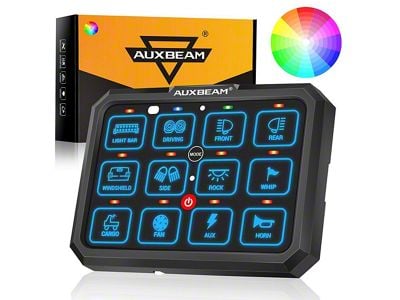 Auxbeam RB120 Series RGB 12-Gang Multifunction Switch Panel (Universal; Some Adaptation May Be Required)