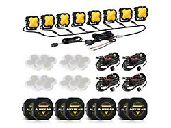 Auxbeam XP-ULTRA Series 3-Inch LED Pod Lights with 8-Pod Wiring Harness and Black Covers; Amber/White Flood Beam; Set of 8 (Universal; Some Adaptation May Be Required)