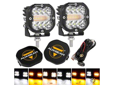 Auxbeam XP-ULTRA Series 3-Inch 6-Mode LED Driving Lights with Covers; Spot/Flood Beam (Universal; Some Adaptation May Be Required)