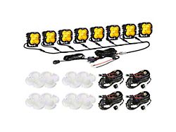 Auxbeam XP-ULTRA Series 3-Inch LED Pod Lights with 8-Pod Wiring Harness; Amber/White Combo Beam; Set of 8 (Universal; Some Adaptation May Be Required)