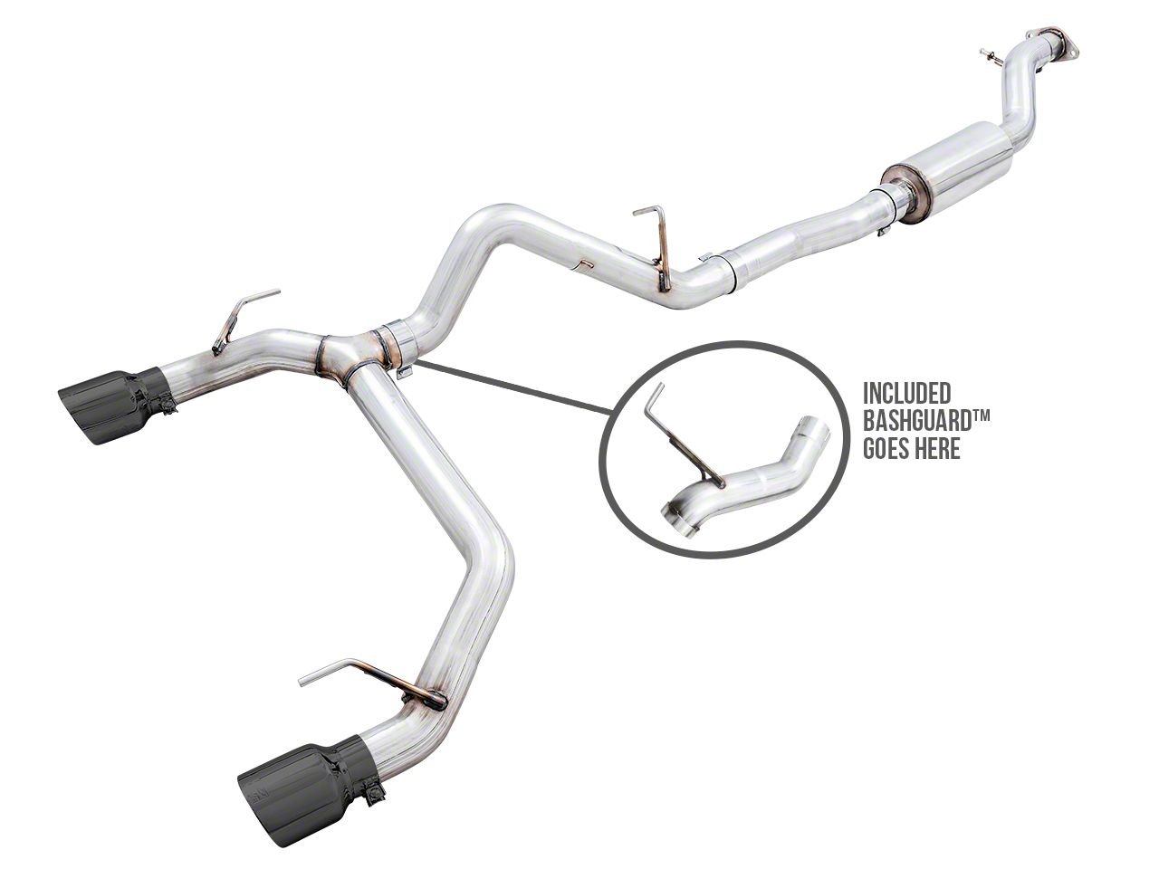 AWE Bronco 0FG CatBack Exhaust with BashGuard and Diamond Black Tips