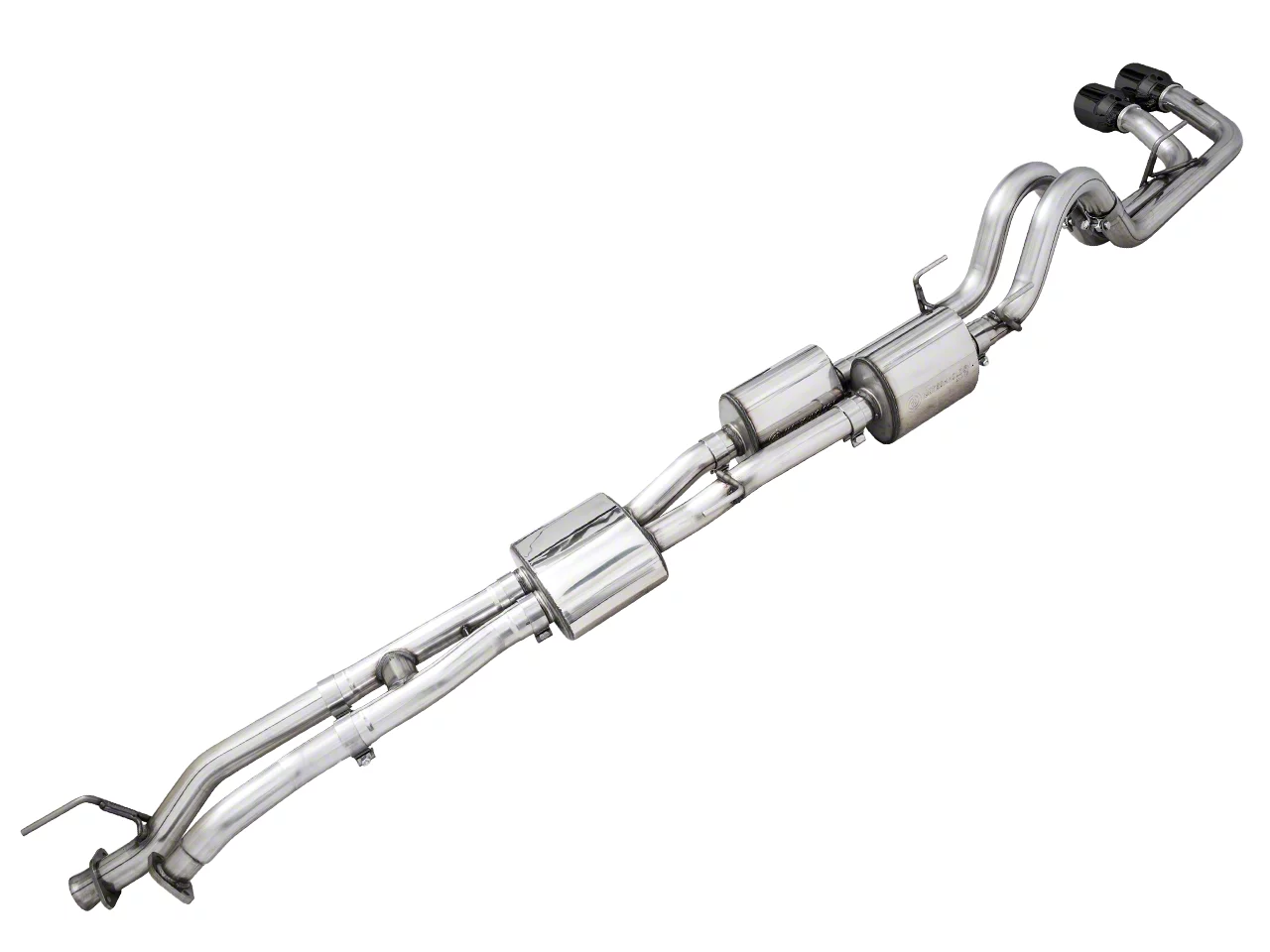 AWE 0FG Dual Exhaust System with BashGuard and Diamond Black Tips; Same Side Exit 3015