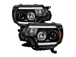 Light Bar DRL Projector Headlights; Black Housing; Clear Lens (12-15 Tacoma)
