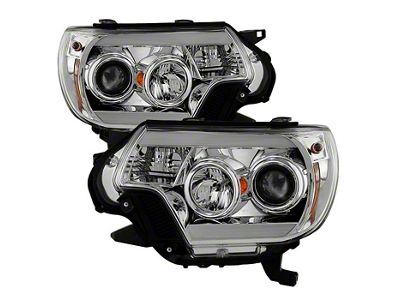 Light Bar DRL Projector Headlights; Chrome Housing; Clear Lens (12-15 Tacoma)