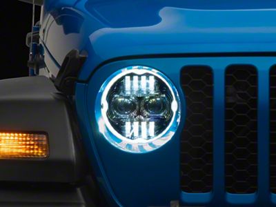 Raxiom Axial Series 9-Inch Angel Eye LED Headlights; Black Housing; Clear Lens (20-25 Jeep Gladiator JT)