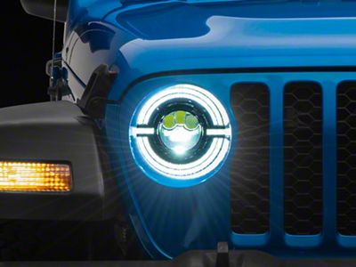 Raxiom Axial Series 9-Inch LED Angel Eye Headlights; Black Housing; Clear Lens (20-25 Jeep Gladiator JT)