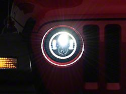 Raxiom Axial Series 7-Inch LED Halo Headlights with DRL and Amber Turn Signals; Black Housing; Clear Lens (20-24 Jeep Gladiator JT)