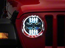 Raxiom Axial Series 9-Inch Angel Eye LED Headlights; Black Housing; Clear Lens (18-25 Jeep Wrangler JL)