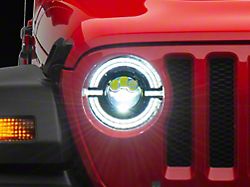 Raxiom Axial Series 9-Inch LED Angel Eye Headlights; Black Housing; Clear Lens (18-25 Jeep Wrangler JL)