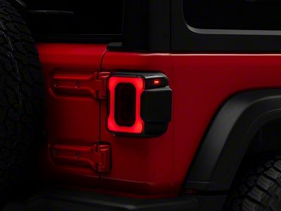 Raxiom Axial Series Carver LED Tail Lights; Black Housing; Smoked Lens (18-25 Jeep Wrangler JL w/ Factory Halogen Tail Lights & w/o Blind Spot Detection)
