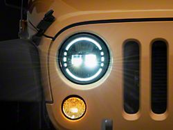 Raxiom Axial Series 7-Inch LED Headlights with DRL; Black Housing; Clear Lens (97-18 Jeep Wrangler TJ & JK)