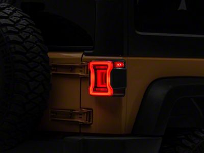 Raxiom Axial Series JL Style LED Tail Lights; Black Housing; Red Lens (07-18 Jeep Wrangler JK)