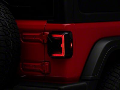 Raxiom Axial Series LED Tail Lights; Black Housing; Smoked Lens (18-25 Jeep Wrangler JL w/ Factory Halogen Tail Lights & w/o Blind Spot Detection)