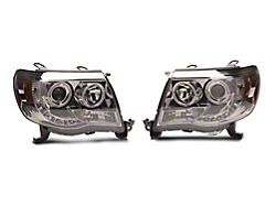 LED Halo Projector Headlights; Chrome Housing; Smoked Lens (05-11 Tacoma)