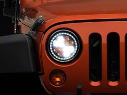 Raxiom Axial Series Spider LED Headlights with Amber DRL and Angel Eye Halo; Chrome Housing; Clear Lens (97-18 Jeep Wrangler TJ & JK)
