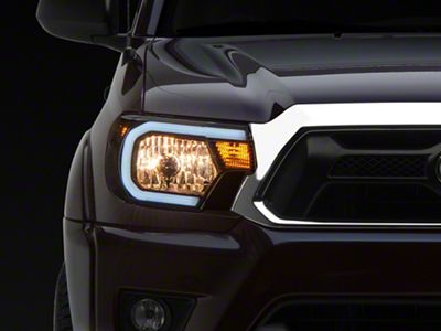 Raxiom Axial Series Headlights with LED Bar; Black Housing; Clear Lens (12-15 Tacoma)