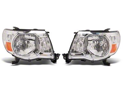 Raxiom Axial Series OE Replacement Headlights; Chrome Housing; Clear Lens (05-11 Tacoma)