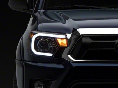 Raxiom Axial Series Projector Headlights with Sequential LED Bar; Black Housing; Clear Lens (12-15 Tacoma)