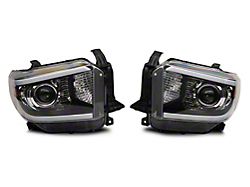 Raxiom Axial Series Projector Headlights with LED Bar; Black Housing; Clear Lens (14-21 Tundra w/ Factory Halogen Headlights)
