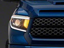 Raxiom Axial Series Projector Headlights with LED Bar; Black Housing; Clear Lens (14-21 Tundra w/ Factory Halogen Headlights)