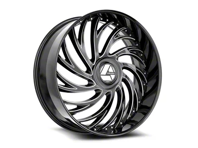 Azara AZX-101 Gloss Black and Milled 6-Lug Wheel; 28x9.5; 22mm Offset (22-25 Bronco Raptor)