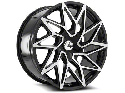 Azara AZA-511 Gloss Black and Machined Wheel; 22x9.5; 15mm Offset (20-25 Jeep Gladiator JT)