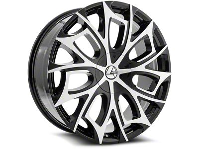 Azara AZA-512 Gloss Black and Machined Wheel; 22x9.5; 15mm Offset (20-25 Jeep Gladiator JT)